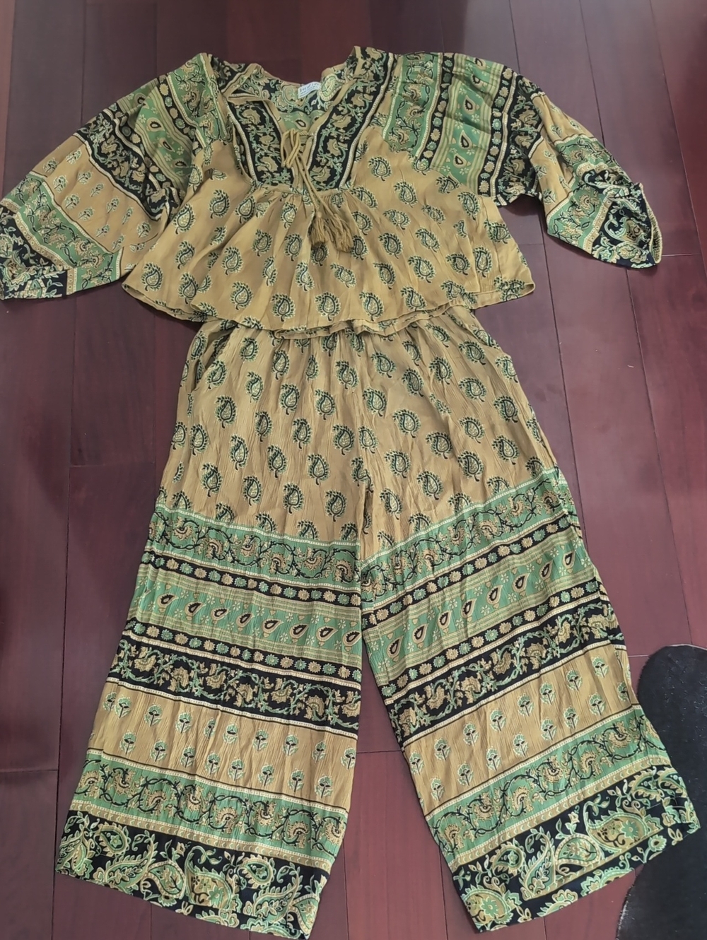 Tree of Life Mustard & Green Boho Paisley Co-ord Set